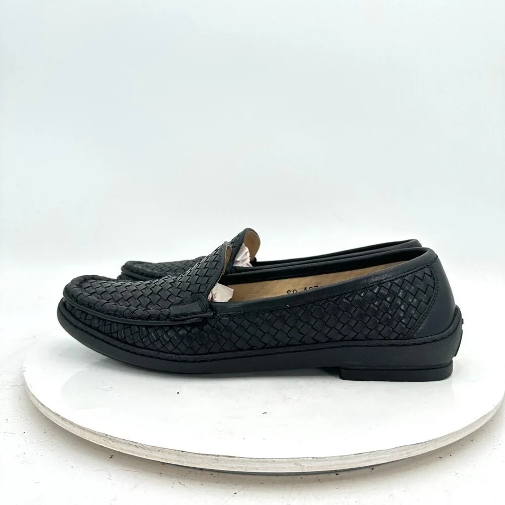 Salvatore Ferragamo Women Size 8 4A Black Woven Leather Loafer Slip On Flat Shoe - Picture 2 of 11